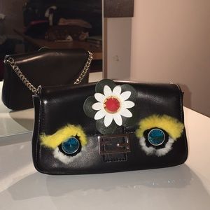 Black Leather Chain Coin Purse/Cell Phone Purse